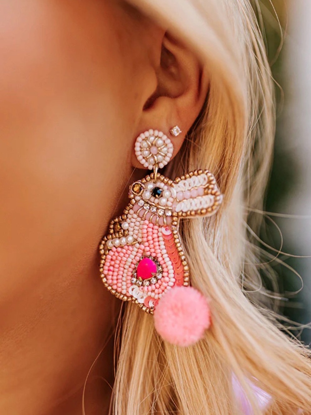 Beaded Easter Bunny Earrings